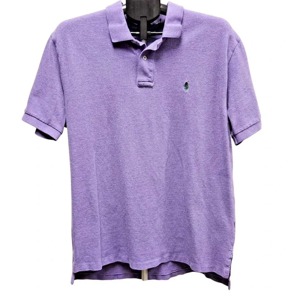 Polo Ralph Lauren Men's XL Classic Fit Mesh Polo Shirt Purple‎ Green Pony Logo
